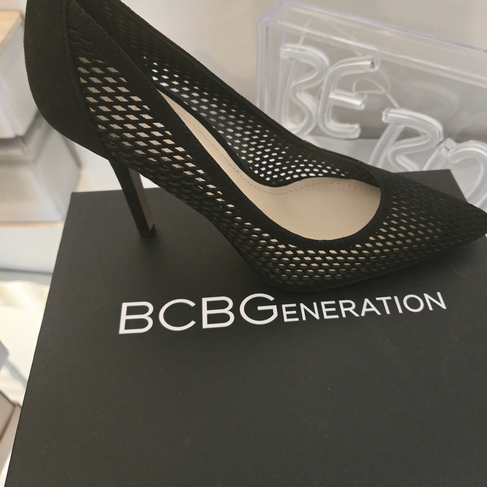 BCBGeneration Black Mesh Pointed Toe Stiletto Hee… - image 1